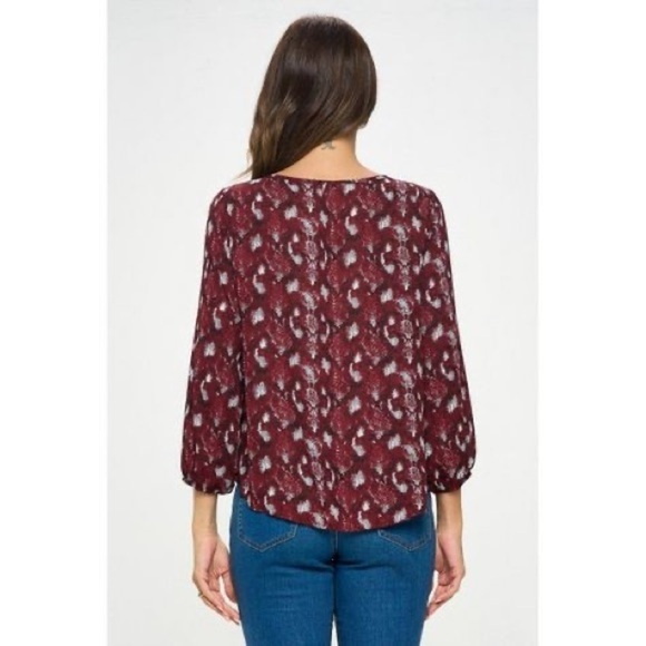West K Burgundy Snake Skin Print Blouse - Picture 2 of 7